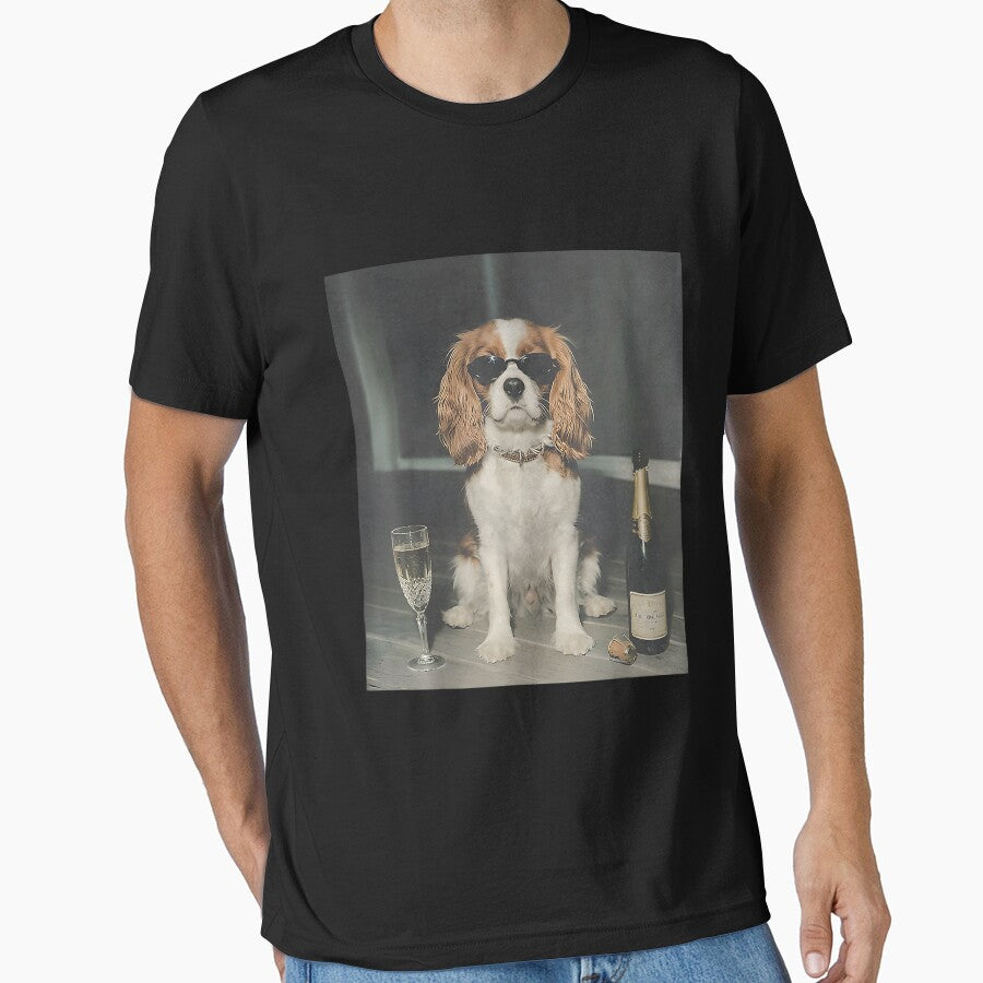Cavalier King Charles Drinking Champagne Funny Dog Meme by KristineLi