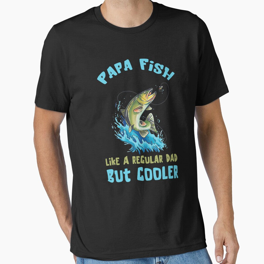 Fathers Day Catching Salmon Fish Papa Fishing by Leon-Alexander