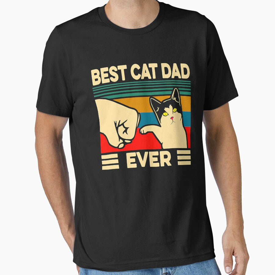 Best Cat Dad Ever Vintage Men Bump Fit Fathers by Leon-Alexander