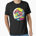 Anime Dinosaur Surfing Funny T-shirt by SOVA-PR