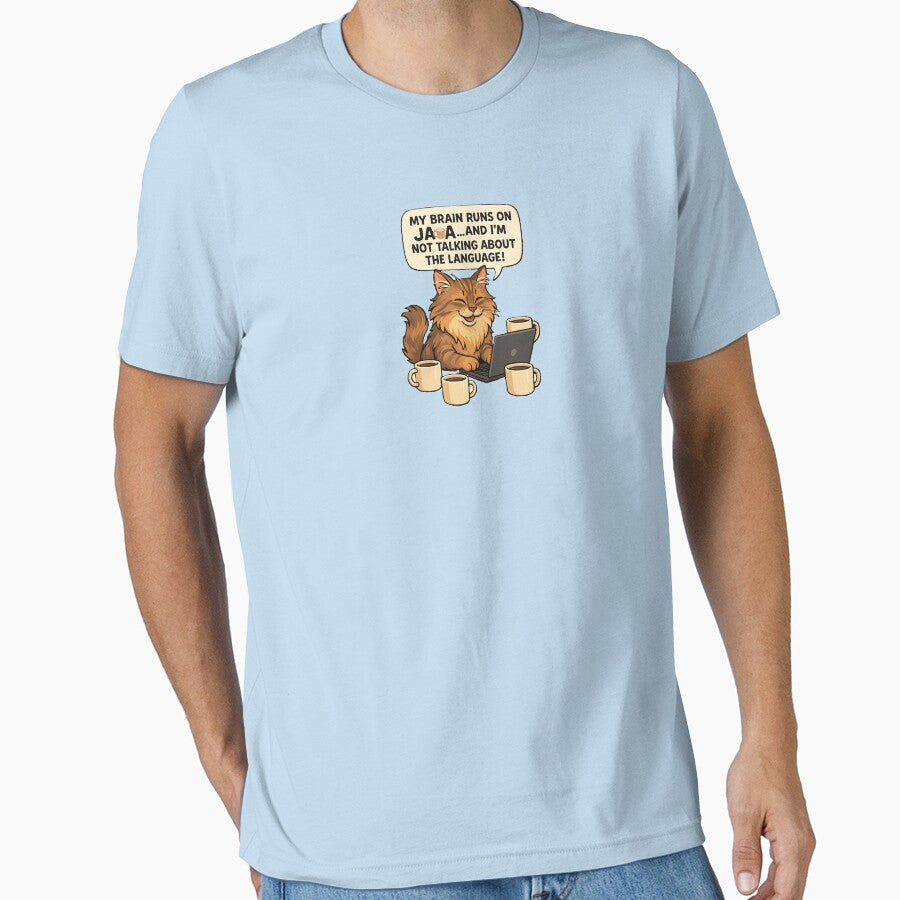 Funny Coding Cat with Coffee – Maine Coon Developer Life by Soft Strength Studio