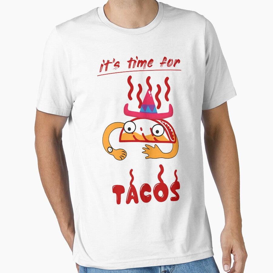 Tcos T-Shirts | it's time for tacos funny illustration | tacos | it's a time to tacos | tacos lover t-shirt |Mexican food lover t-shirt by KARTICK DUTTA