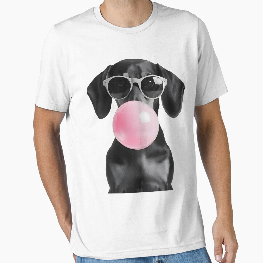 Cute Black Dachshund Dog with Heart Glasses Bubble Gum by FrankIsabel