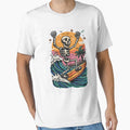 Funny Skeleton Surfing Beach Summer Ocean Waves Retro Sunset by Region