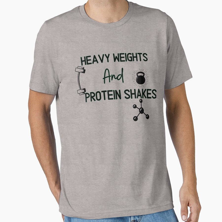 Heavy weights and protein shakes  - Funny Gym Quote by unique things