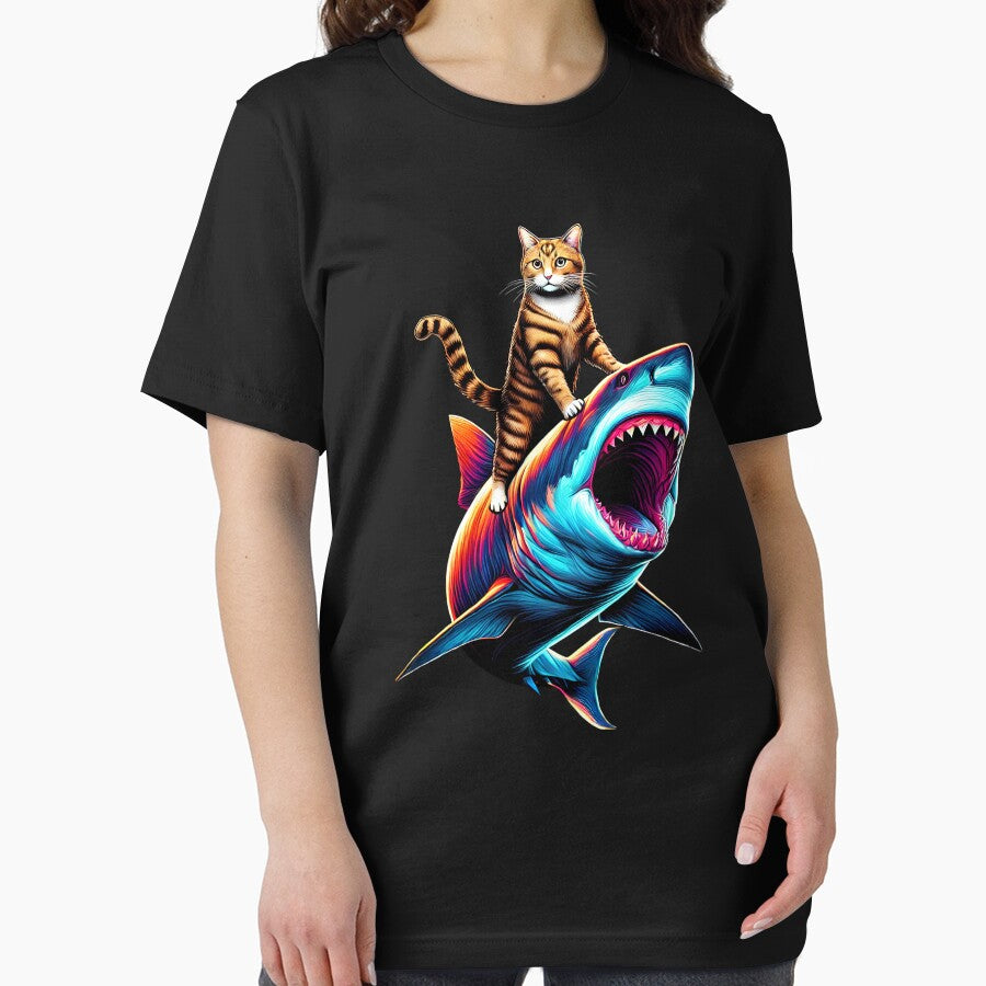 Funny Cat Riding Shark Kitten Lover by Kimberley King Art  King Art