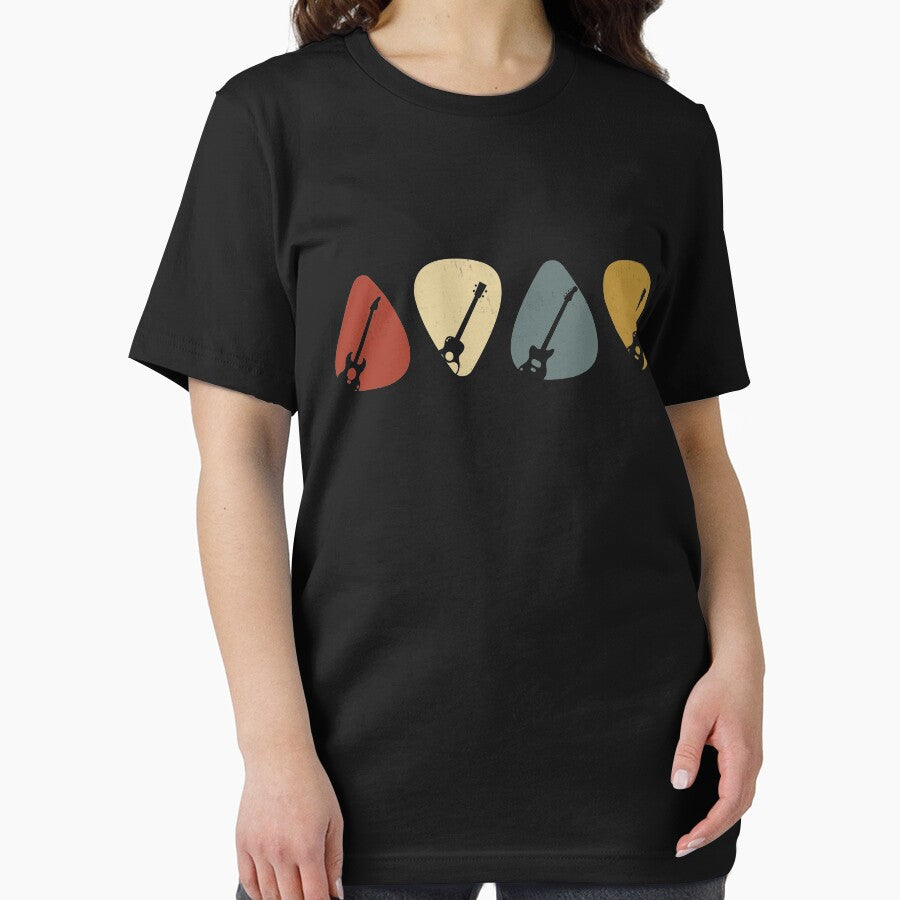 Guitar Pick Gift For Guitarist Retro Vintage T-Shirt by youssefattigui