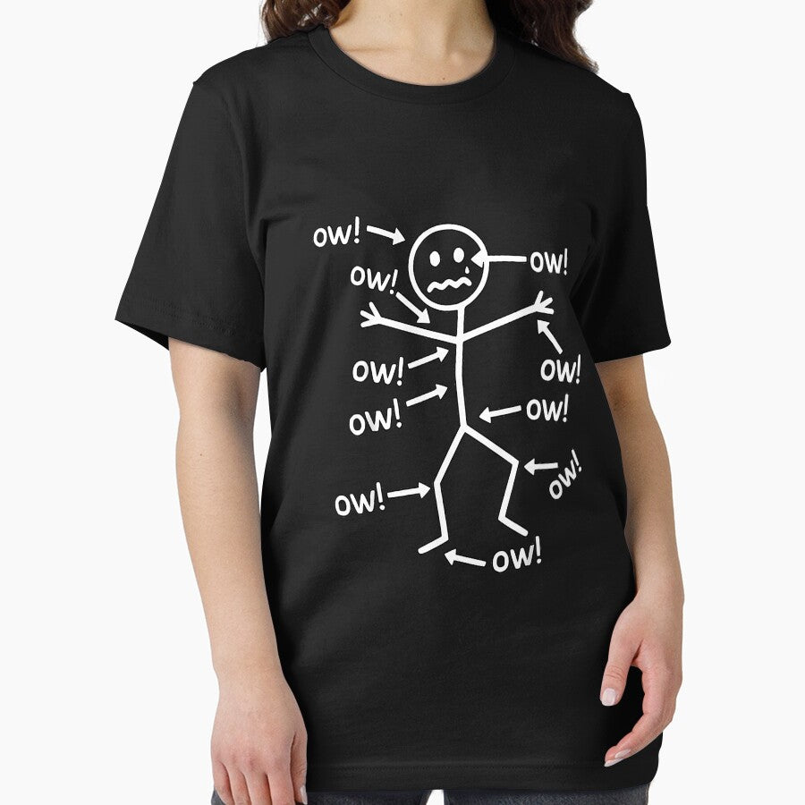 Funny Ow Ow Ow Ow Saying Body Pain Character Humor Sarcastic by RonnyMilleoArt