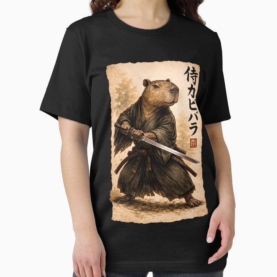 Retro Vintage Japanese ink art, samurai Capybara illustration by Kladhadredo