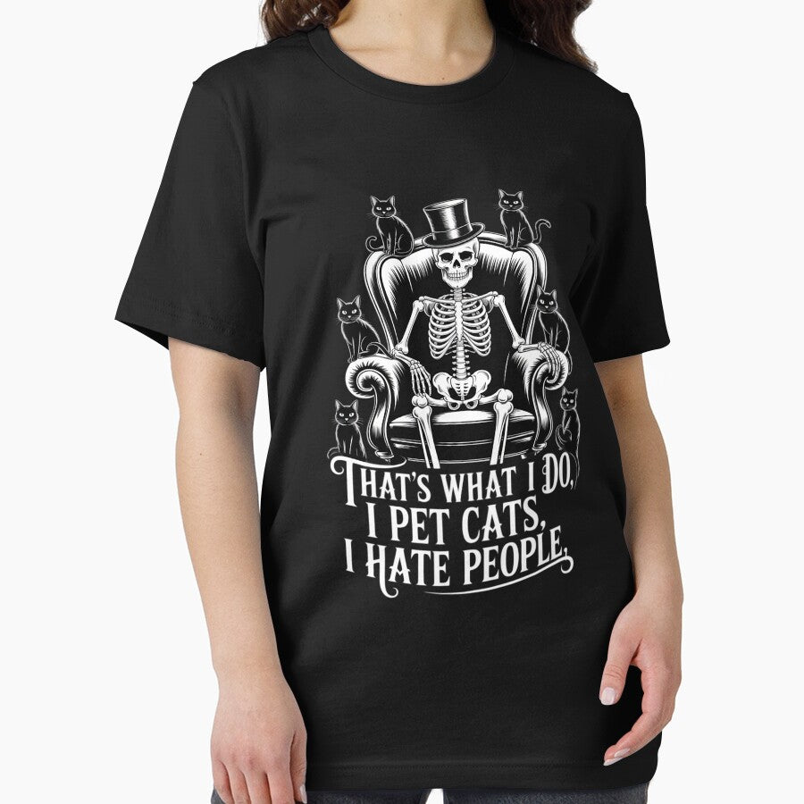I Pet Cats I Hate People Skeleton Cat Lover Halloween Kitty by KingsLife1994