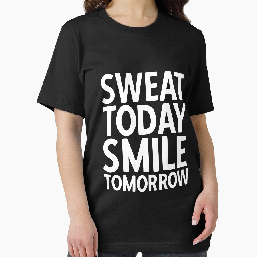 Sweat Today Smile Tomorrow Funny Motivational Fitness Quote by YoungESC