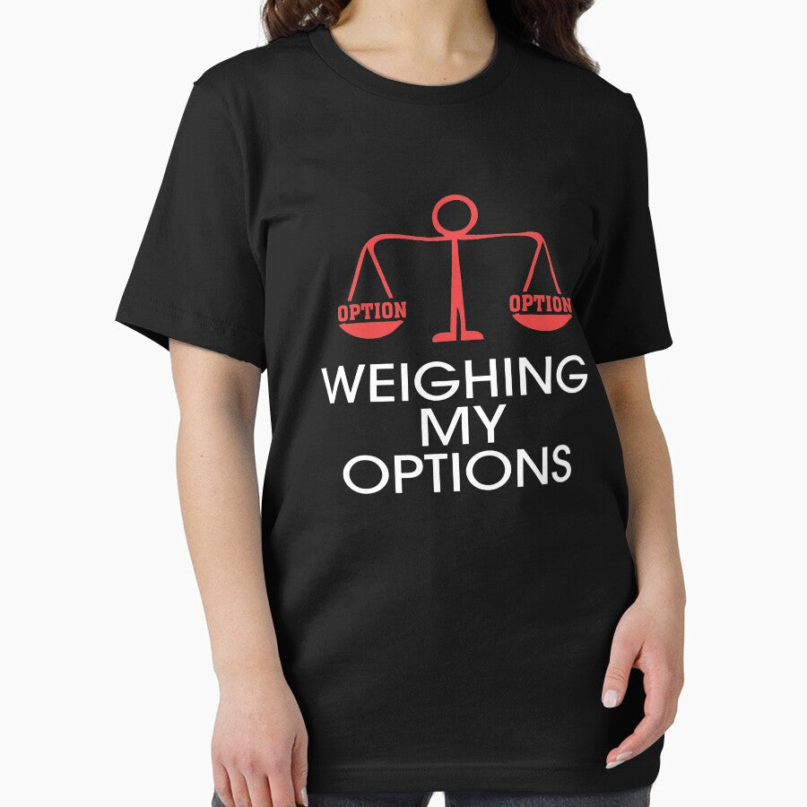 Funny Choice Weighing My Options Design red by LGamble12345