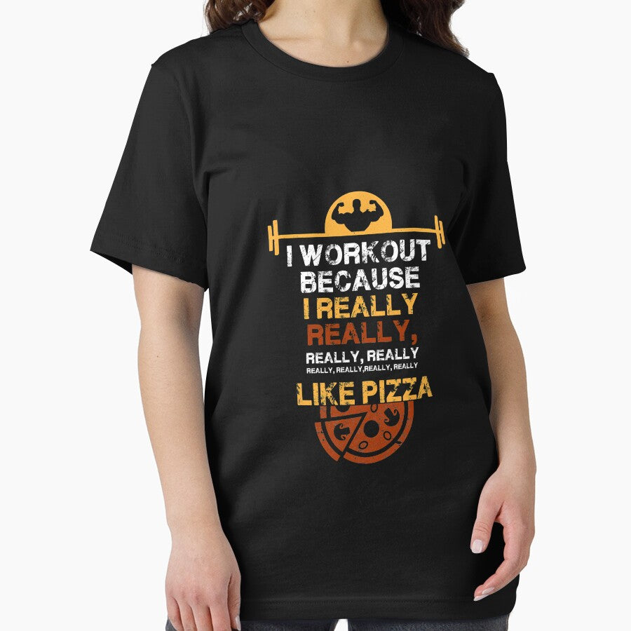 I Workout Because I Really Like pizza  | gym shirts | men fitness | funny exercise shirt | funny fitness shirts | workout clothes | fitness motivational gym shirts | workout shirt by Kreature Look