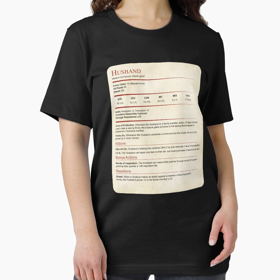 D&D Husband Stat Block for Valentine or Anniversary Gift by sunburstrpg