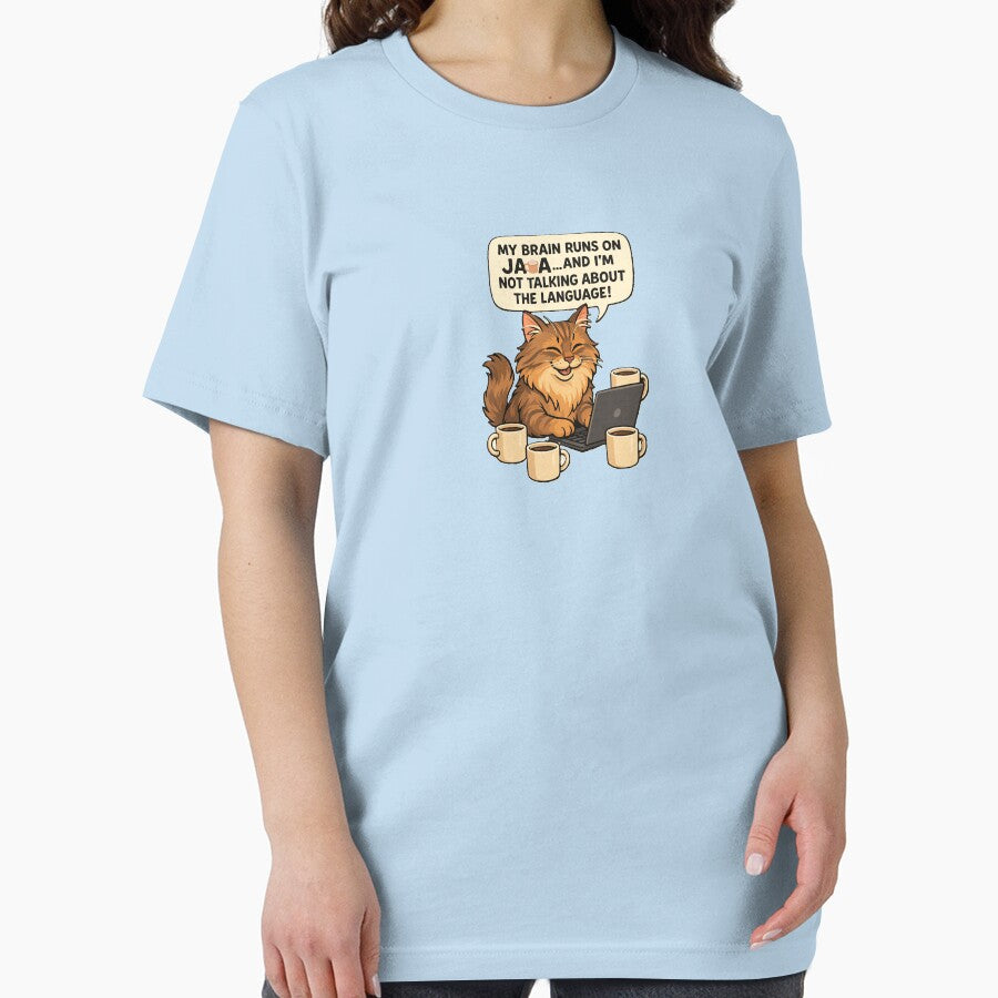 Funny Coding Cat with Coffee – Maine Coon Developer Life by Soft Strength Studio