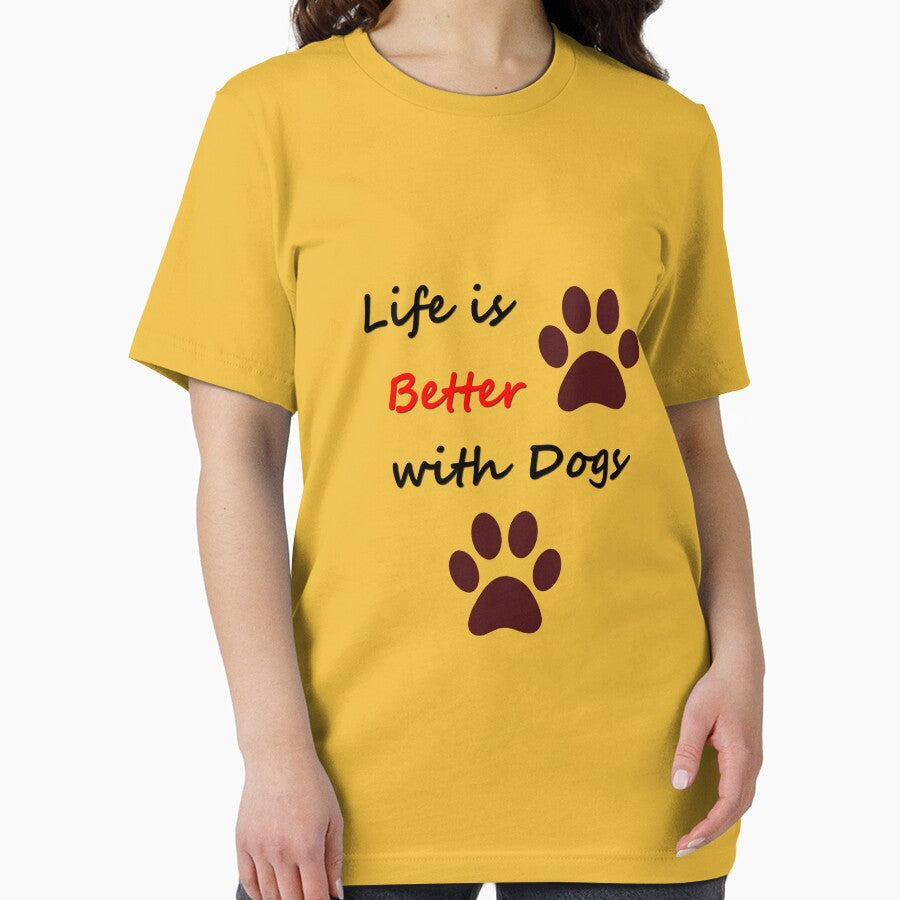 Dog LoverLife is Better with Dogs Funny Letter Print Short Sleeve Top Blouse by pheno menal
