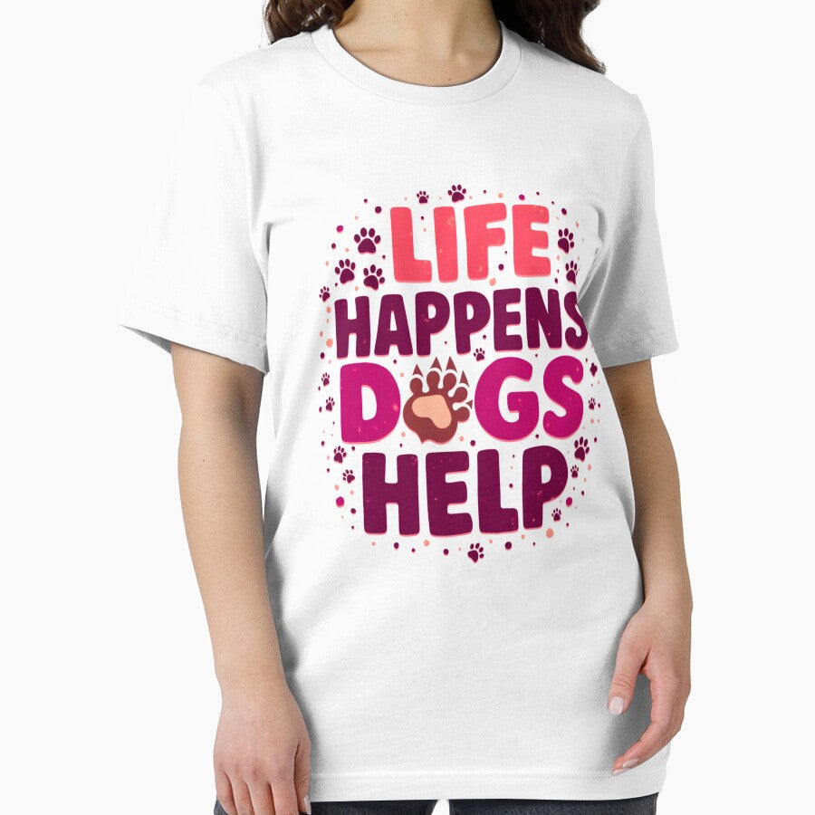 Life Happens Dogs Help Cute Paw Typography by LunaMagicStudio