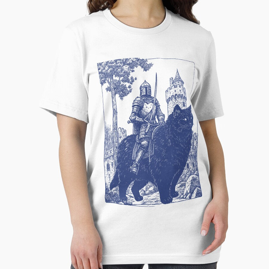Knight Cat Rider Vintage T-Shirt, Retro 90s Graphic Tee, Funny Medieval Shirt, Grimdark Dark Art, Meme Gift For Him, Fairycore Style by Rosqzz