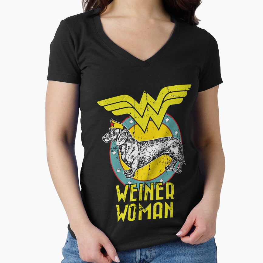 Weiner Woman Dachshund Dog Lover Ladies T-Shirt by q4success