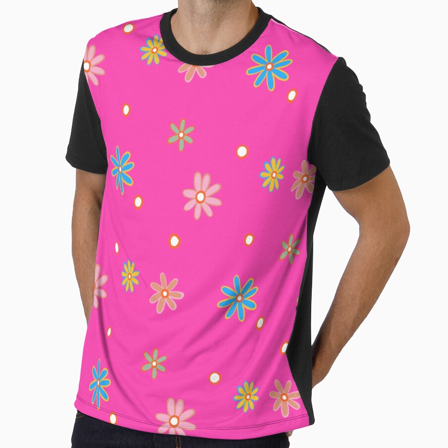 Retro Flowers Daisies Pink by Prints by Jen Star