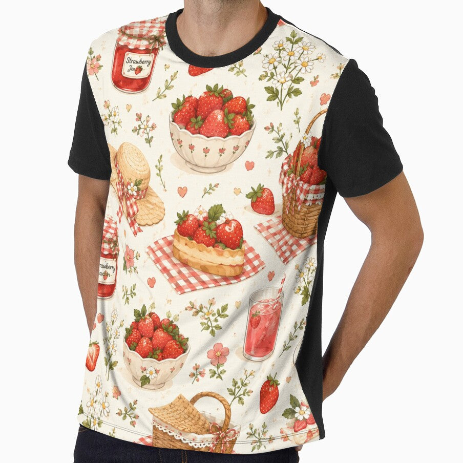 Strawberry Picnic Seamless Pattern – Cottagecore Summer Fruit & Picnic Aesthetic by RJACreative