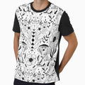 Whimsigoth Moth Moon Damask Black on White by WonderAndWhim