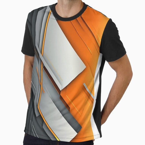 Abstract Geometric Background: Orange, Gray, and Black Intersecting Shapes. by RGShirtWorks