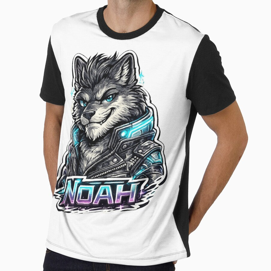Noah – Cyber Wolf Name Mascot Sticker by AlexLineArt