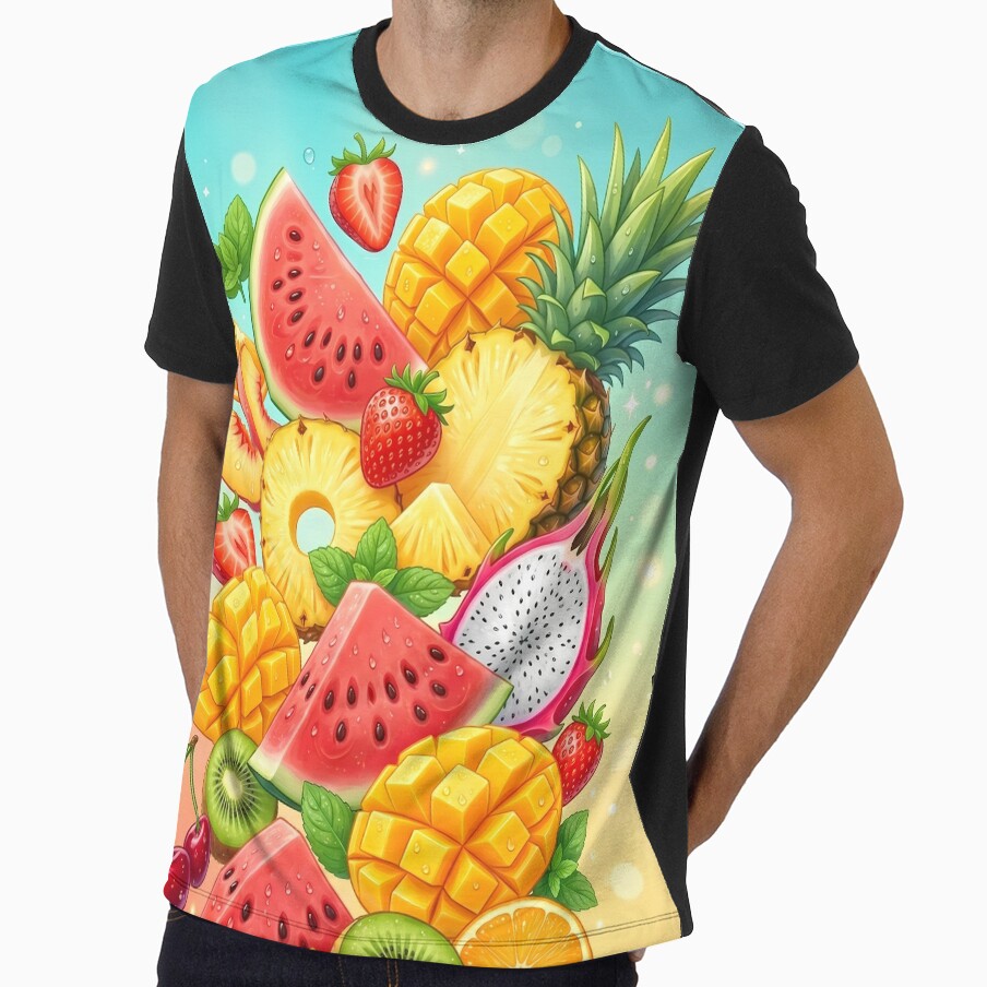 Bright Summer Tropical Fruit Slices Pattern Art by The Artfiller