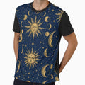 Celestial Tarot Suns Moons And Lunar Phases Seamless Pattern Midnight Blue by StickyGuys