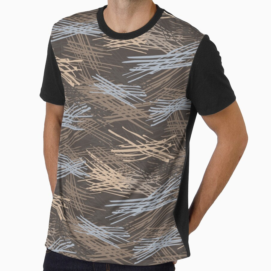 Seamless hand drawn scratchy camo pattern with expressive brush strokes by Olgus