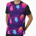 Retro Halloween Ghost Sunset Grid Vaporwave Pattern by StickyGuys