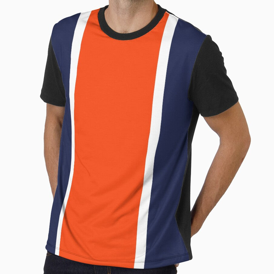 Luton Navy White Orange Retro Football Stripes by Sporting Colour