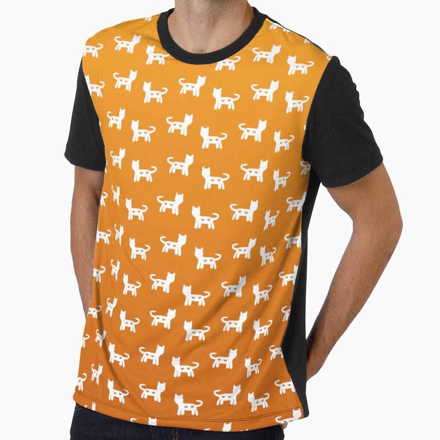 White Cats and Hearts on Orange Harvest Background by madtoyman