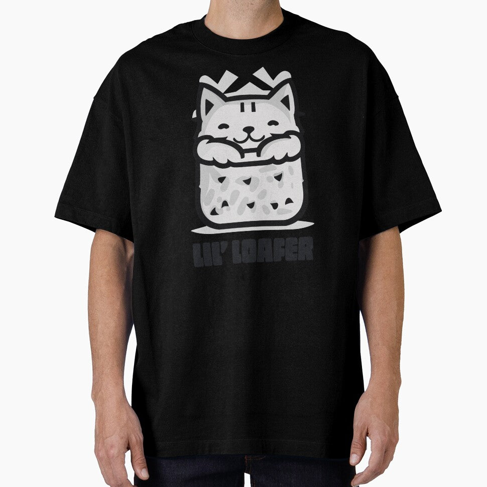 Lil Loafer Cat Loaf of Bread Black and White by ArtPuffen