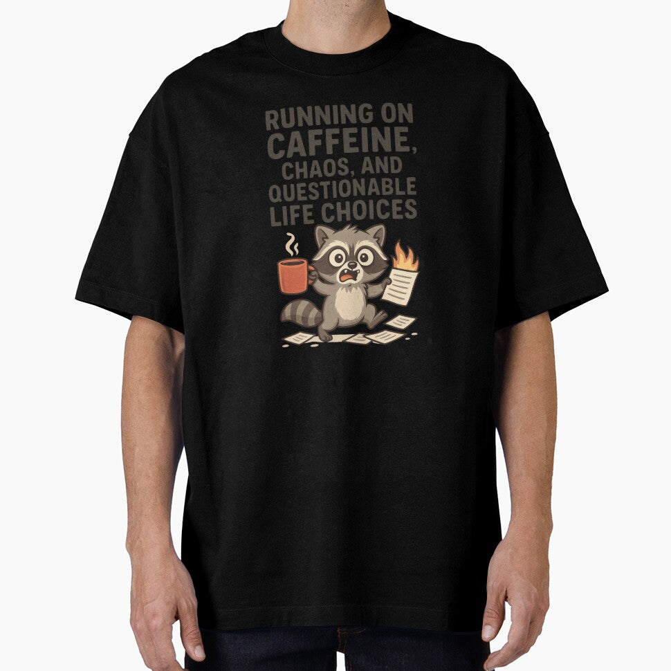Running on Caffeine, Chaos, and Questionable Life Choices – Funny Animal T-Shirt by AlgoCanvas