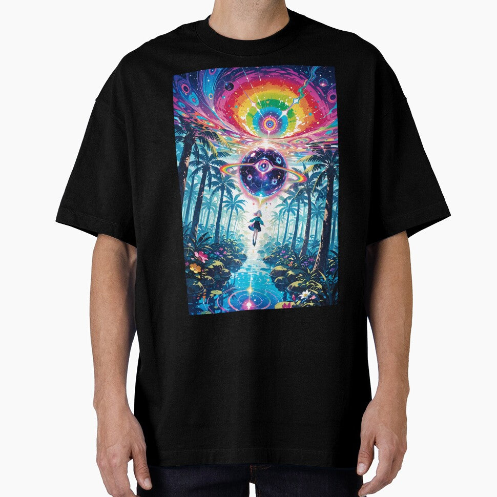 Psychedelic Eye Portal in Rainbow Jungle – Surreal Vaporwave Art by Xynith