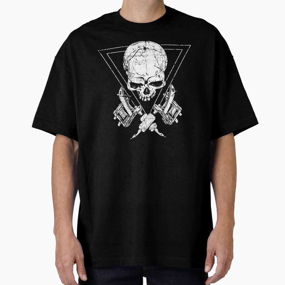 Skull with Tattoo Machine Crossbones by Ikaroots