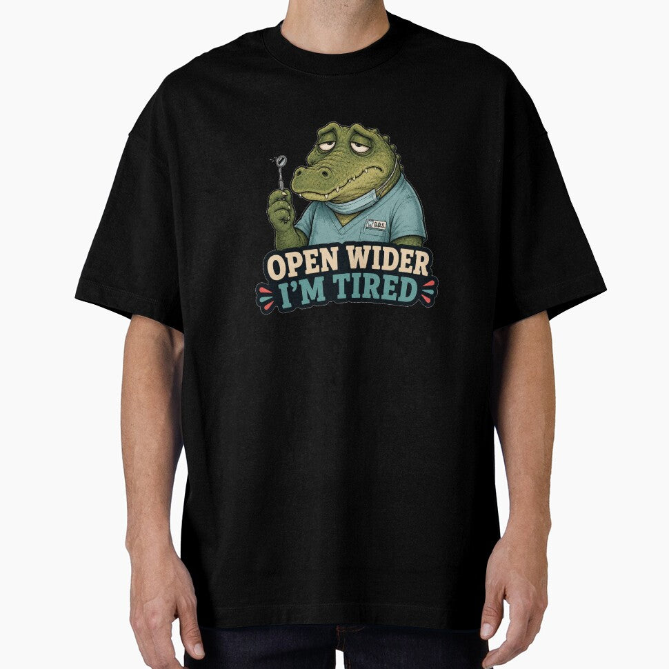 Funny Dentist Gift Tired Crocodile Dental Humor Sarcastic Shirt by Gentlestate
