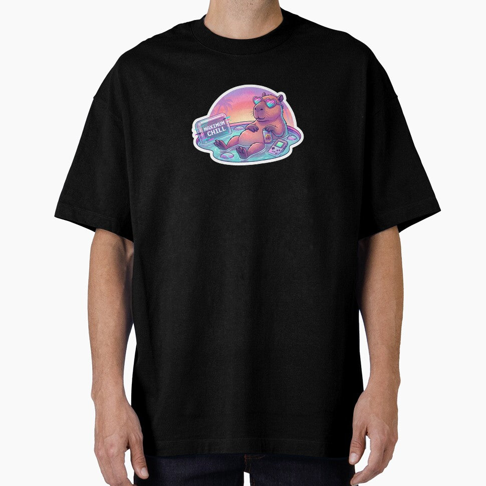 Vaporwave Capybara - Maximum Chill Retro Gaming Sticker by OrbitArcade
