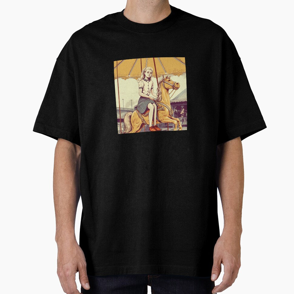 The vintage girl on a carousel ( White Color ) by SMALL BEAR ART
