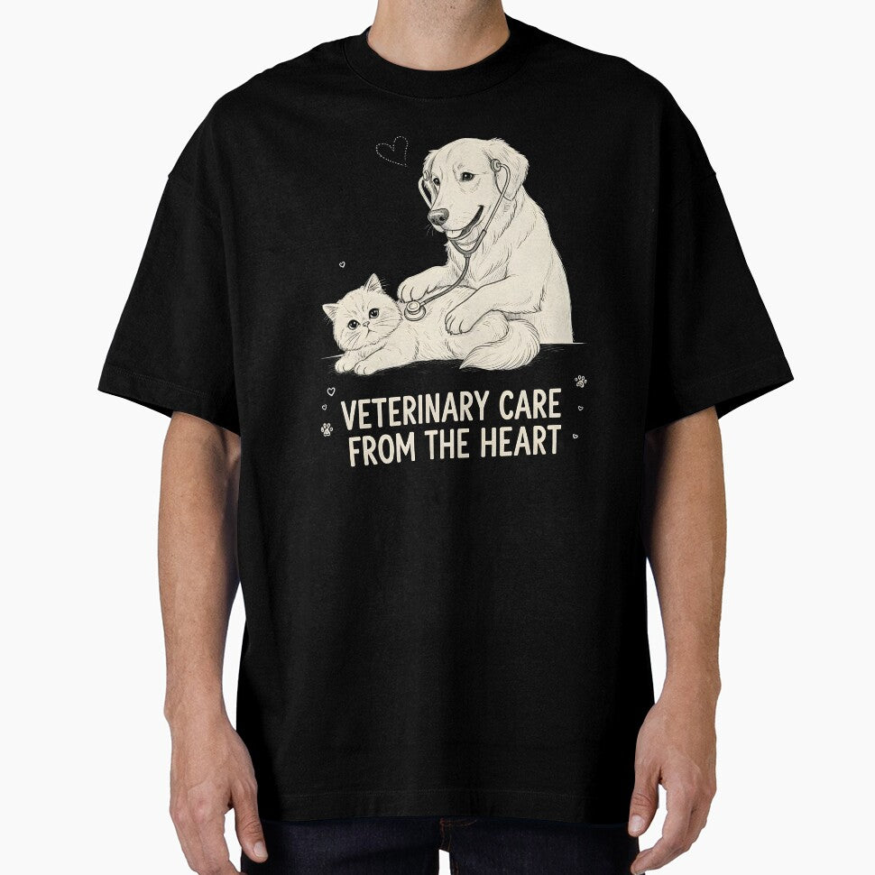 Veterinary Care From The Heart - Golden Retriever and Cat Art by Trendora Stor
