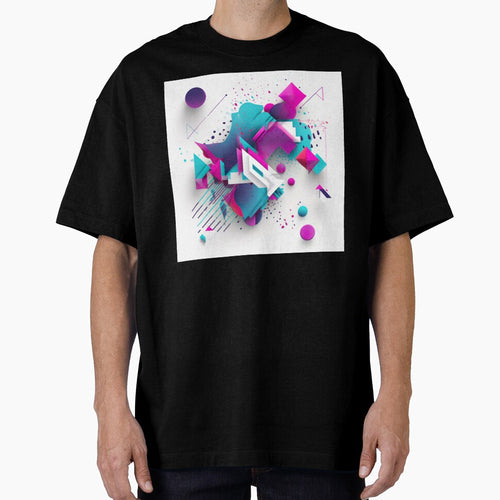3D Geometric Neon Splash Abstract Art by PaintbrushPlace
