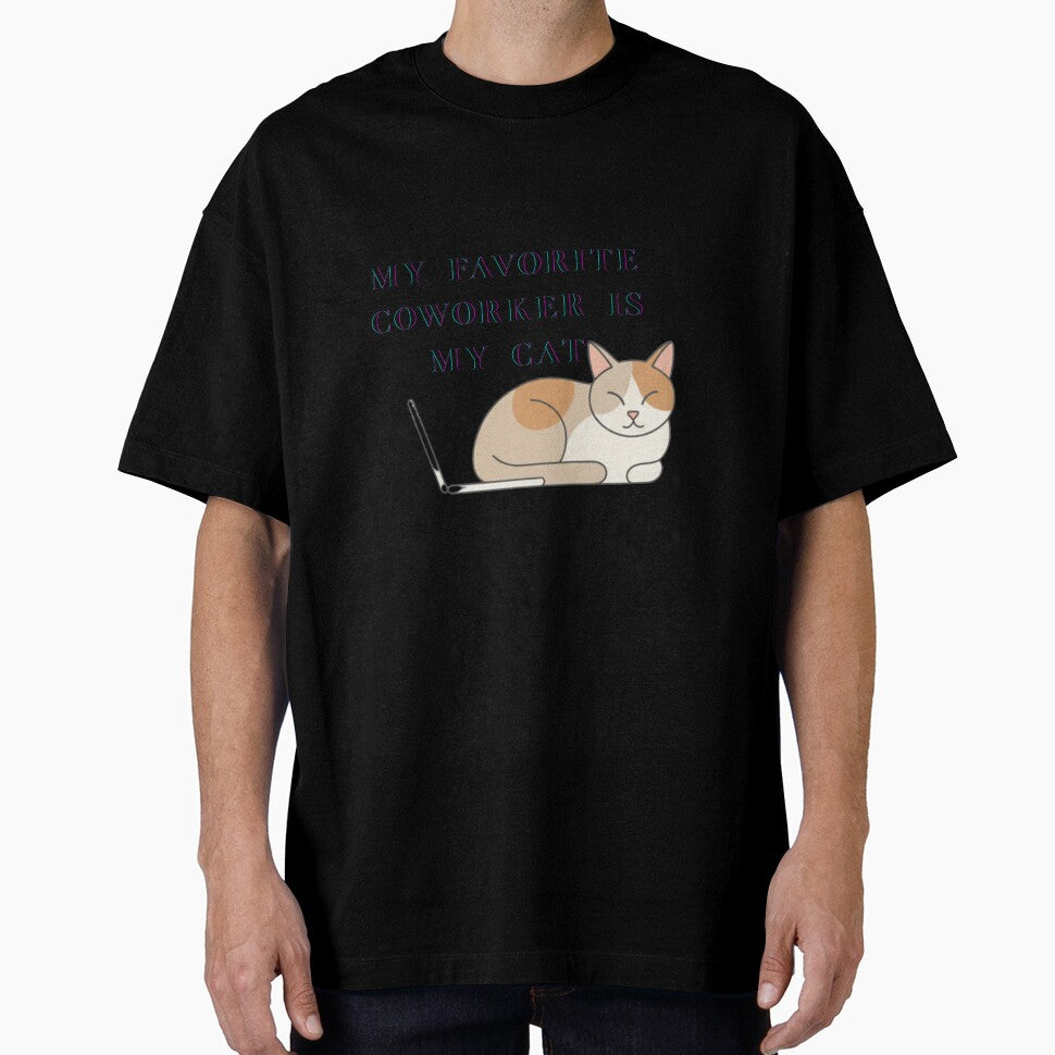 Funny Remote Work Cat Coworker - Minimalist Home Office Decor by Pukisdaizi