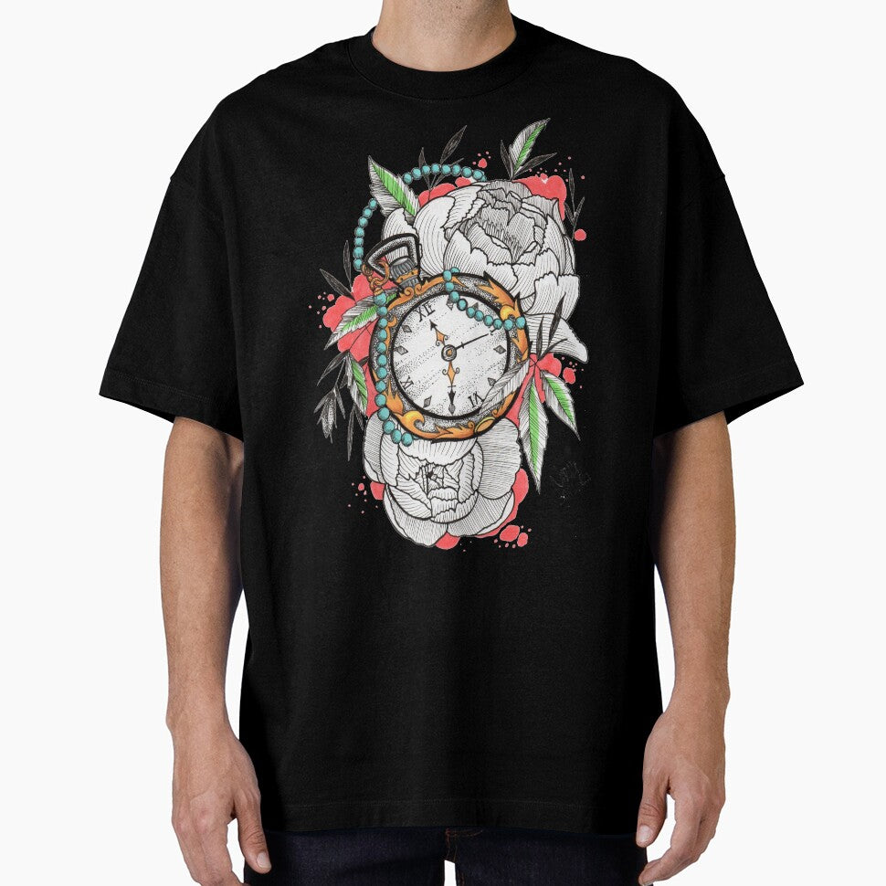 Tattoo Pocket Watch with Peonies by nikkisailor