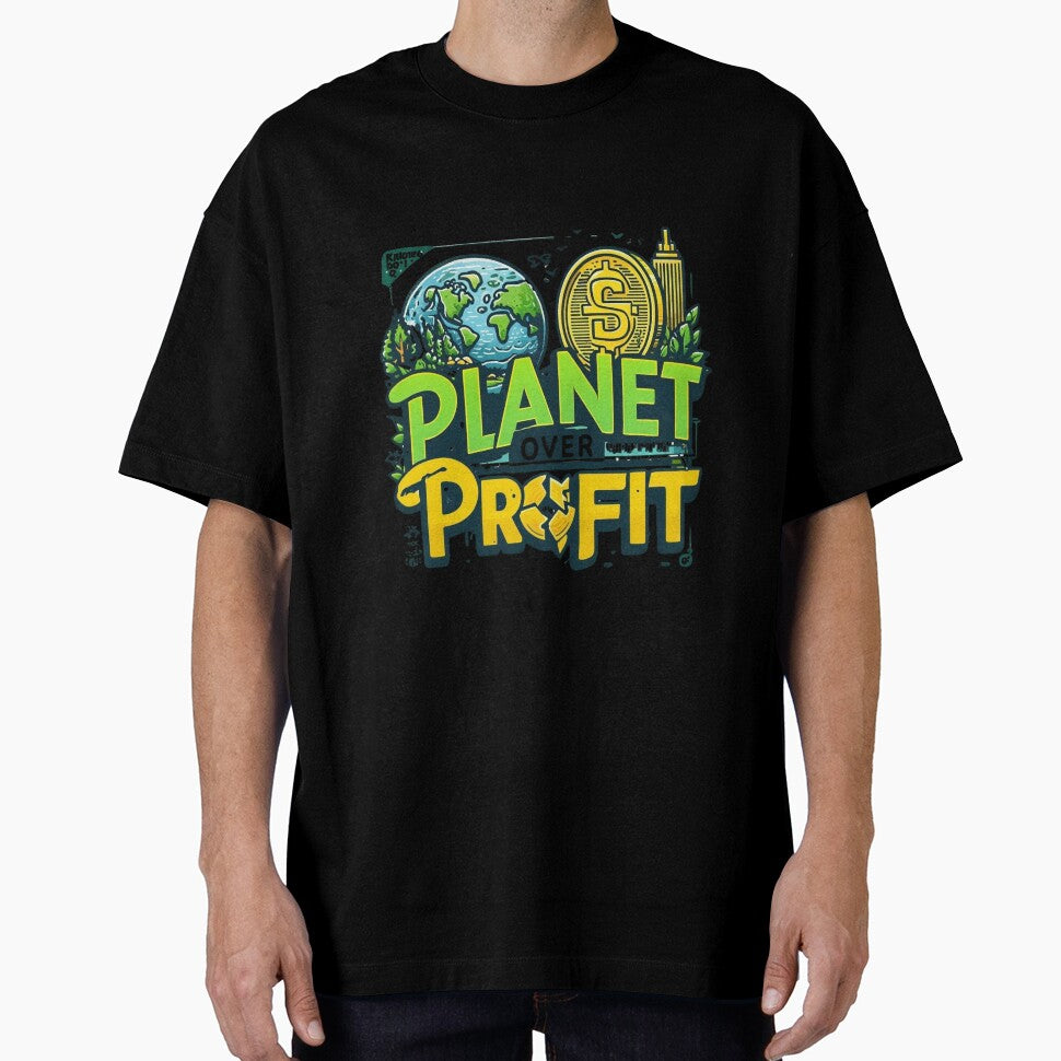 Save The Planet Shirt – Planet Over Profit Environmental Protest Slogan Tee by Mythic Tide