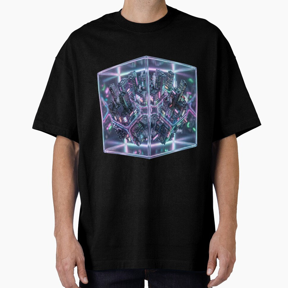 Neo Tokyo city floating cube by PixelNest40