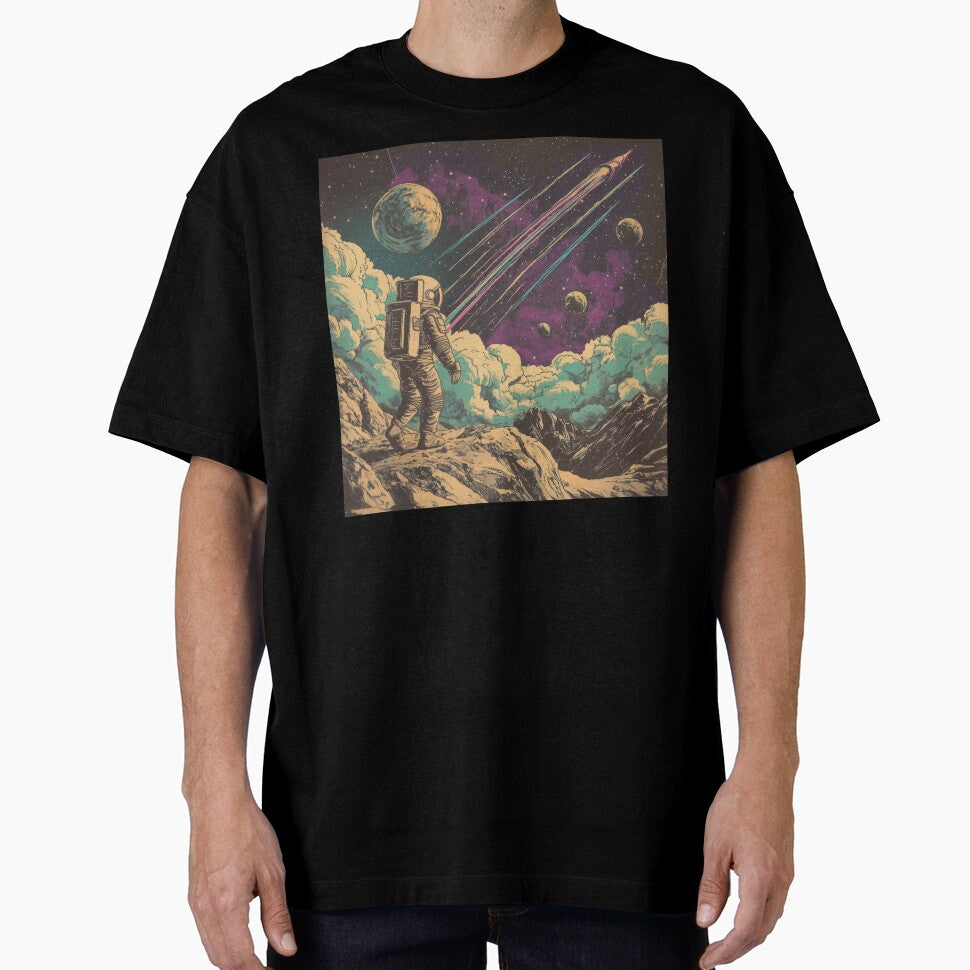 Vintage astronaut witnessing cosmic wonders by TeeTribeWear