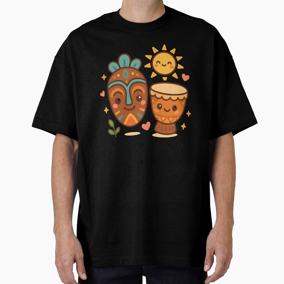 Kawaii African Mask and Drum | Cute Afrocentric Music Art by OsasChild