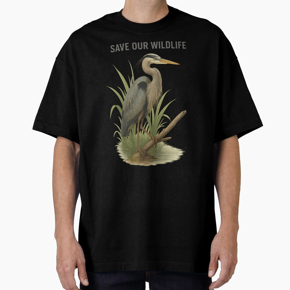Save Our Wildlife – Great Blue Heron Wetland Conservation Artwork Gift by Badegi Tradings